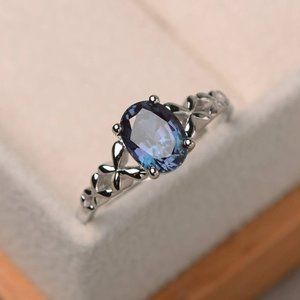 💞 Casual Cross Anillos Oval Diamond Royal Blue Rings for Women, PD036